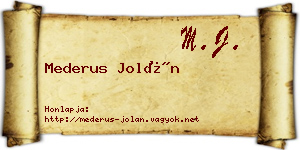 Mederus Jolán névjegykártya