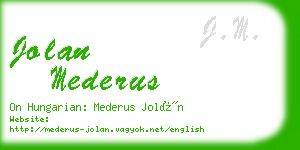 jolan mederus business card